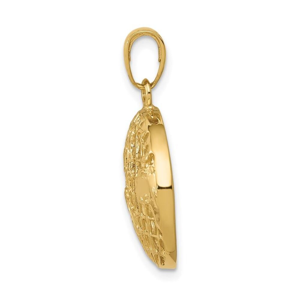 14k Yellow Gold 16mm Concaved Globe Pendant - Picture 2 of 5